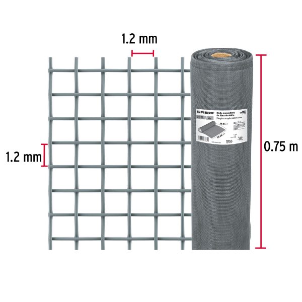 44964 - Rollo de 30 m x 0.75 m malla mosquitera fibra de vidrio gris