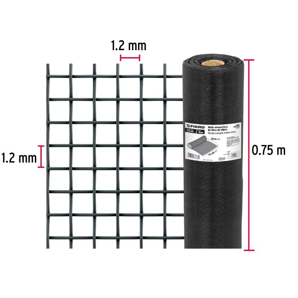44993 - Rollo de 30 m x 0.75m malla mosquitera fibra de vidrio negra