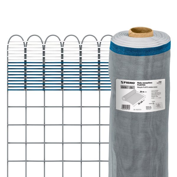 44958 - Rollo de 30 m x 0.75 m de malla mosquitera plástica gris