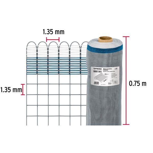 44958 - Rollo de 30 m x 0.75 m de malla mosquitera plástica gris