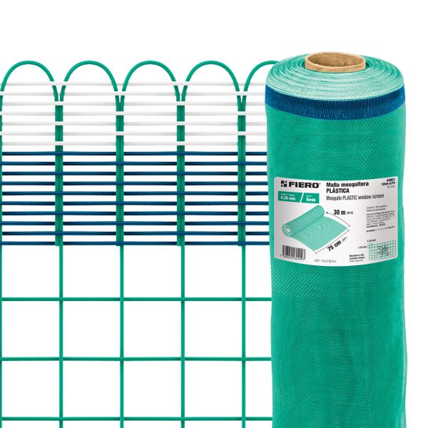 44951 - Rollo de 30 m x 0.75 m de malla mosquitera plástica verde