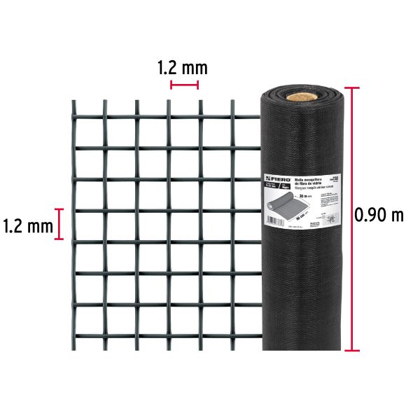 44994 - Rollo de 30 m x 0.9 m malla mosquitera fibra de vidrio negra