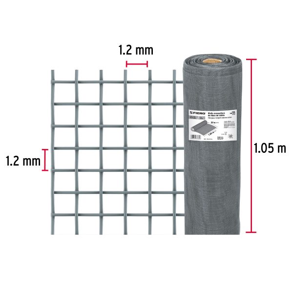 44981 - Rollo de 30 m x 1.05 m malla mosquitera fibra de vidrio gris