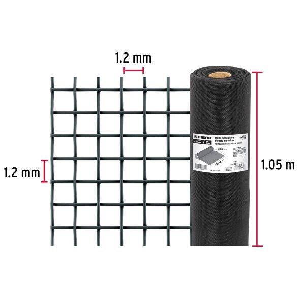 44995 - Rollo de 30 m x 1.05m malla mosquitera fibra de vidrio negra
