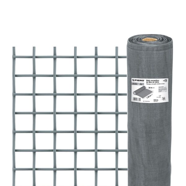 44982 - Rollo de 30 m x 1.2 m malla mosquitera fibra de vidrio gris