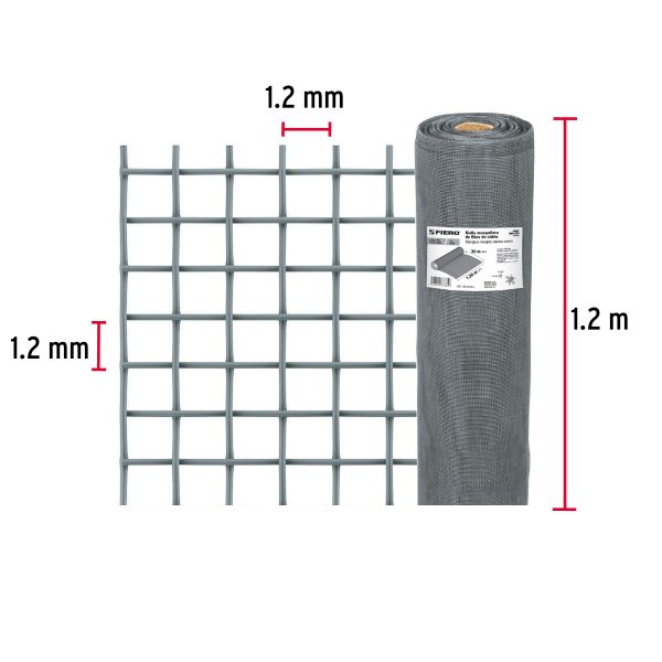 44982 - Rollo de 30 m x 1.2 m malla mosquitera fibra de vidrio gris