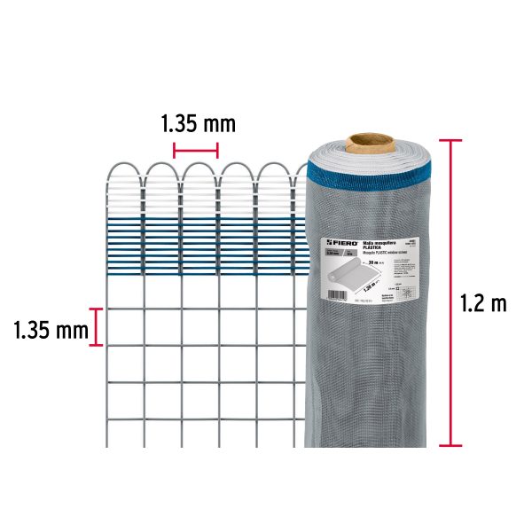 44961 - Rollo de 30 m x 1.2 m de malla mosquitera plástica gris