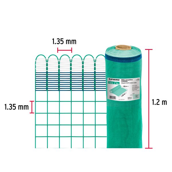 44954 - Rollo de 30 m x 1.2 m de malla mosquitera plástica verde