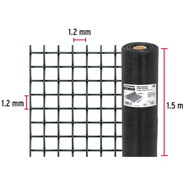44997 - Rollo de 30 m x 1.5 m malla mosquitera fibra de vidrio negra