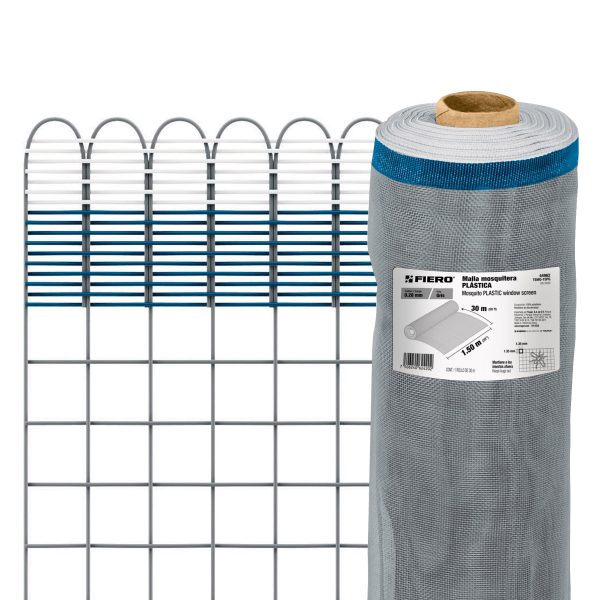 44962 - Rollo de 30 m x 1.5 m de malla mosquitera plástica gris