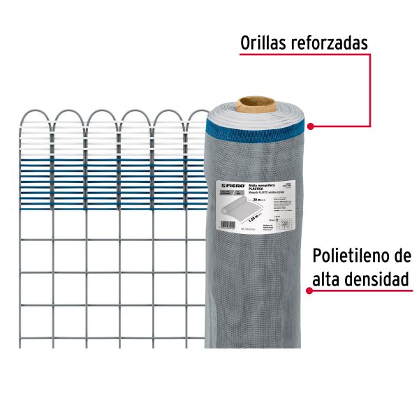 44962 - Rollo de 30 m x 1.5 m de malla mosquitera plástica gris