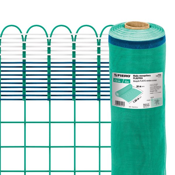 44955 - Rollo de 30 m x 1.5 m de malla mosquitera plástica verde