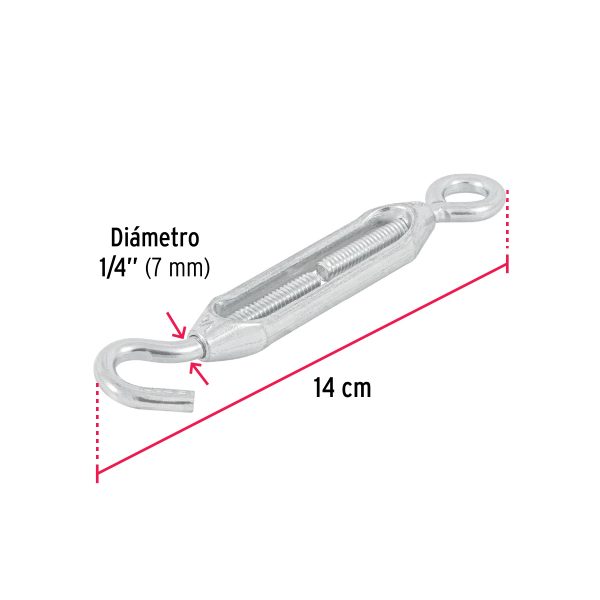 44054 - Tensor zinc 1/4' gancho-argolla, Fiero