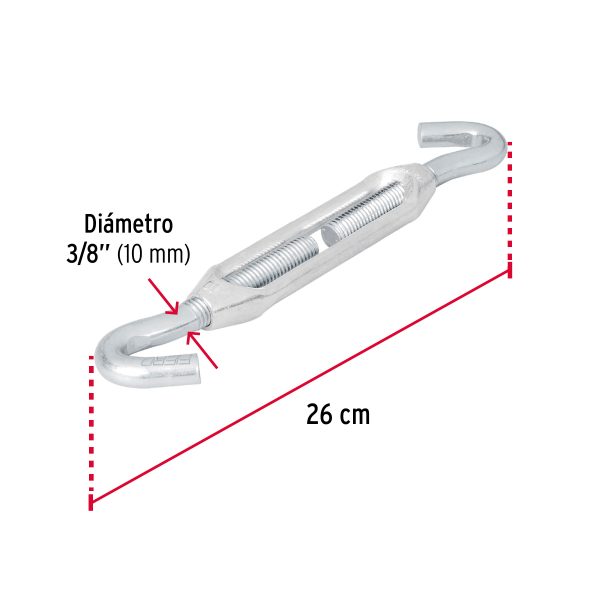 44063 - Tensor zinc 3/8' gancho-gancho, Fiero