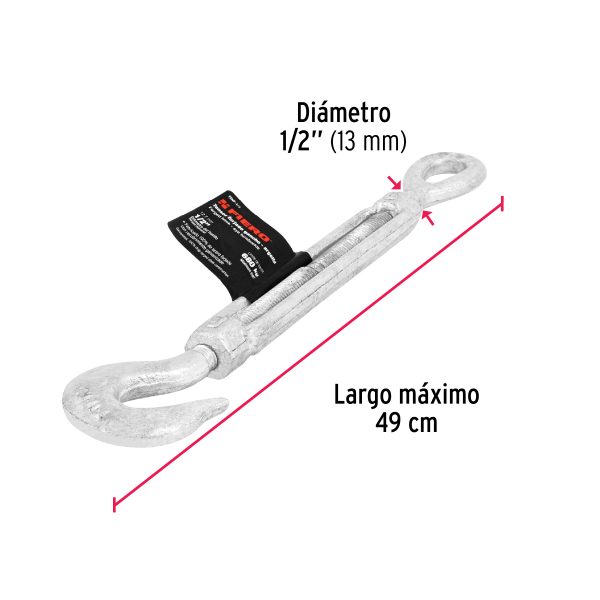 44067 - Tensor forjado 1/2' gancho-argolla, Fiero
