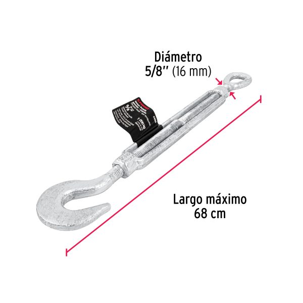44068 - Tensor forjado 5/8' gancho-argolla, Fiero