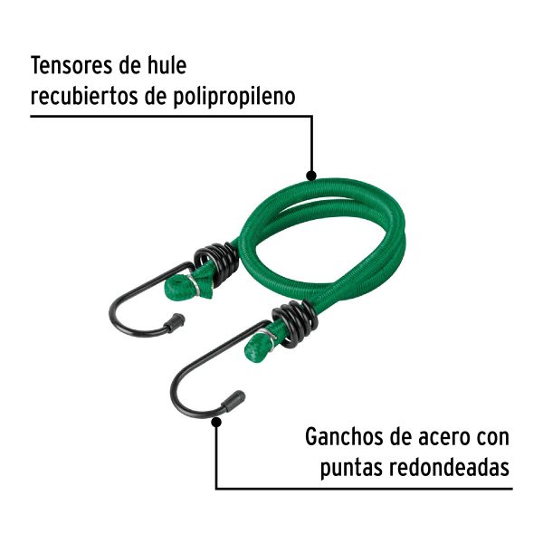 25091 - Bolsa con 2 tensores elásticos verdes de 45 cm, Pretul