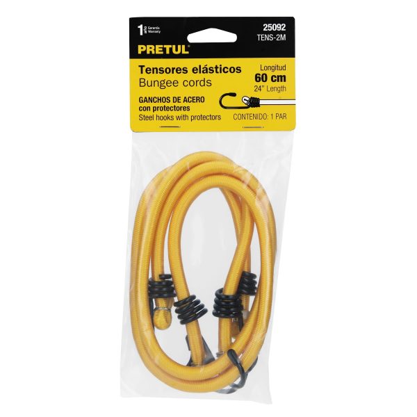 25092 - Bolsa con 2 tensores elásticos amarillos de 60 cm, Pretul