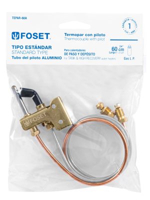 46146 - Termopar con piloto, tubo de aluminio, 60 cm, Foset
