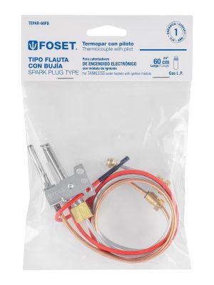 46149 - Termopar tipo flauta con bujía, 60 cm, Foset