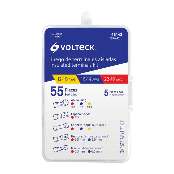 48142 - Juego de 55 terminales aisladas para cable, Volteck