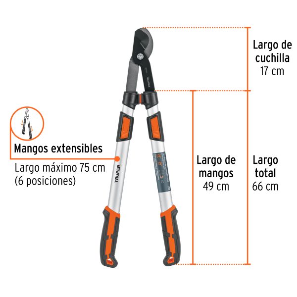 TEX-122FC2.jpg 103838 - Tijera para ramas altas, mangos extensibles, TRUPER