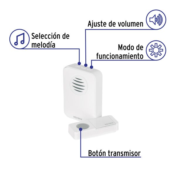 46630 - Timbre inalámbrico de pilas, 36 tonos, Volteck