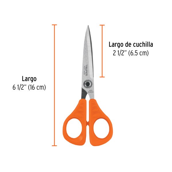 TIOF-6FC2.jpg 18498 - Tijera 6-1/2' de acero inoxidable para oficina, TRUPER