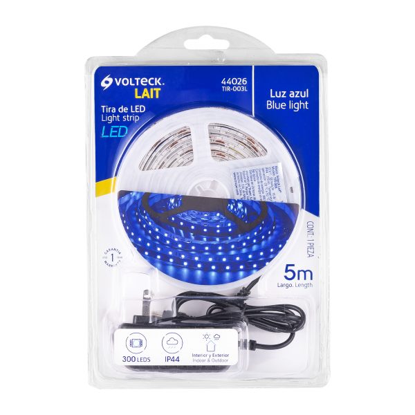 44026 - Tira de LED de 5 m 16 W para interior y exterior, azul