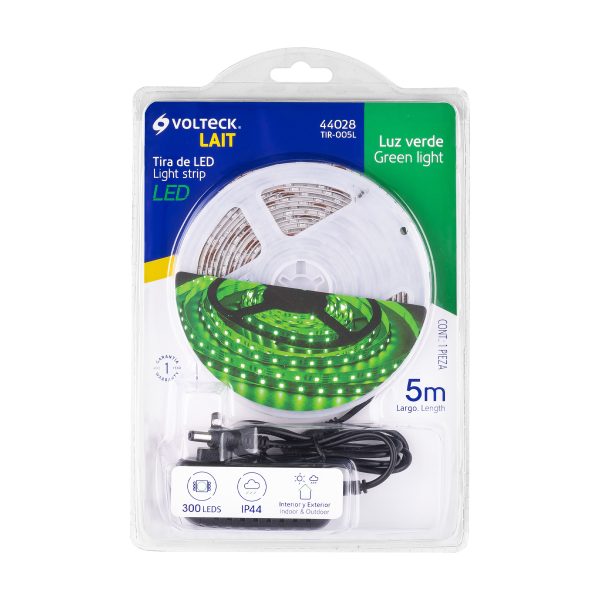 44028 - Tira de LED de 5 m 16 W para interior y exterior, verde