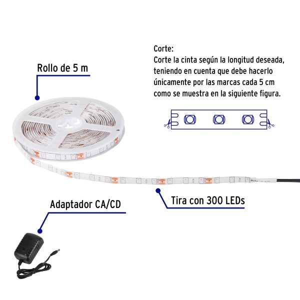44028 - Tira de LED de 5 m 16 W para interior y exterior, verde