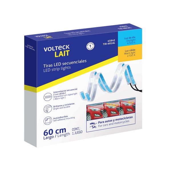 45842 - Par de Tiras LED secuenciales para auto 60cm blanco- amarill
