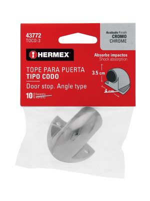 43772 - Tope tipo codo para puerta, acabado cromo HERMEX