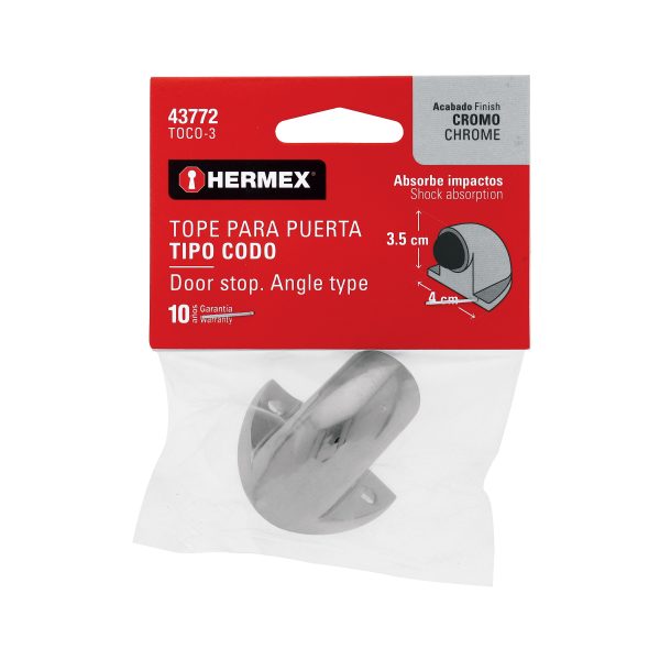 43772 - Tope tipo codo para puerta, acabado cromo HERMEX