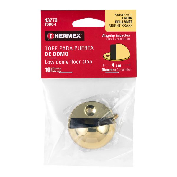 43776 - Tope tipo domo para puerta, acabado latón, HERMEX
