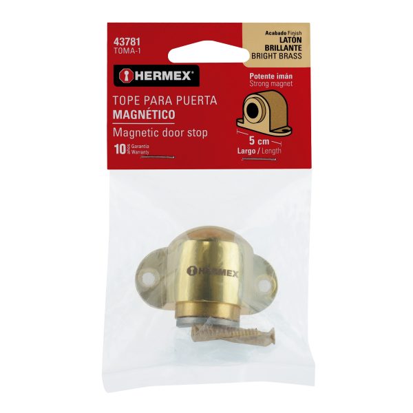 43781 - Tope para puerta magnético, acabado latón, HERMEX