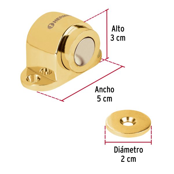 43781 - Tope para puerta magnético, acabado latón, HERMEX