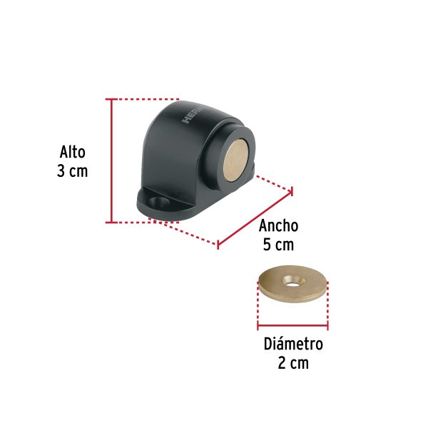 45745 - Tope para puerta magnético, acabado negro, Hermex