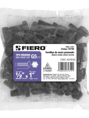 44798 - Bolsa con 40 tornillos 1/2' x 1' acero grado 5, FIERO