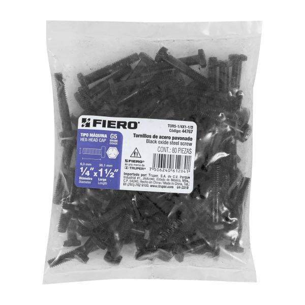 44767 - Bolsa con 80 tornillos 1/4' x 1-1/2' acero grado 5, FIERO