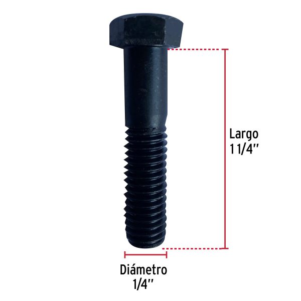 44766 - Bolsa con 100 tornillos 1/4' x 1-1/4' acero grado 5, FIERO