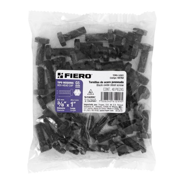 44782 - Bolsa con 40 tornillos 3/8' x 1' acero grado 5, FIERO