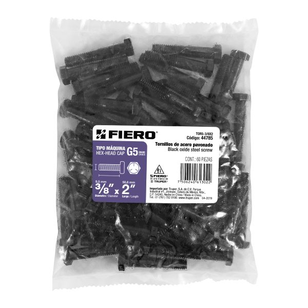 44785 - Bolsa con 60 tornillos 3/8' x 2' acero grado 5, FIERO