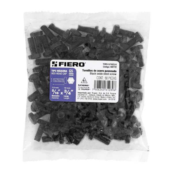 44772 - Bolsa con 80 tornillos 5/16' x 3/4' acero grado 5, FIERO