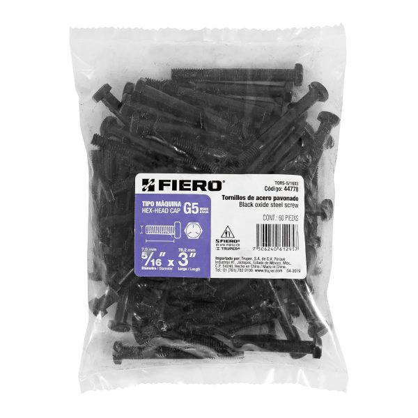 44778 - Bolsa con 60 tornillos 5/16' x 3' acero grado 5, FIERO