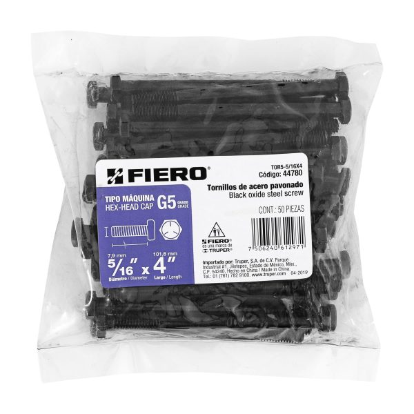 44780 - Bolsa con 50 tornillos 5/16' x 4' acero grado 5, FIERO