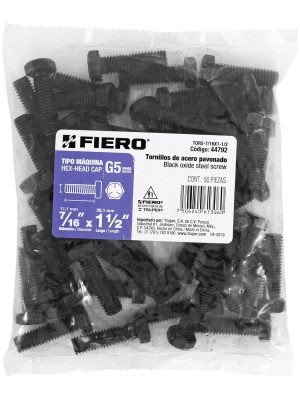 44792 - Bolsa con 50 tornillos 7/16' x 1-1/2' acero grado 5, FIERO