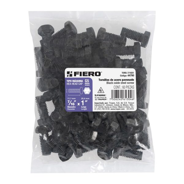 44790 - Bolsa con 60 tornillos 7/16' x 1' acero grado 5, FIERO