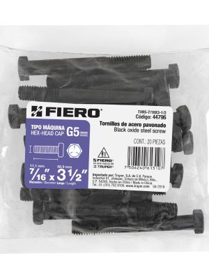 44796 - Bolsa con 20 tornillos 7/16' x 3-1/2' acero grado 5, FIERO
