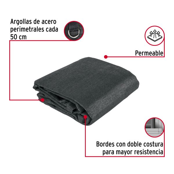 45770 - Toldo raschel negro de 3 m, 90% sombra, ancho 3 m, FIERO